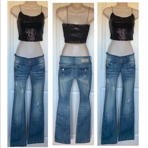 NWT Black Shiny Low Cut Busty Crop Metallic Hologram Festival Tank Top - Picture 3 of 12